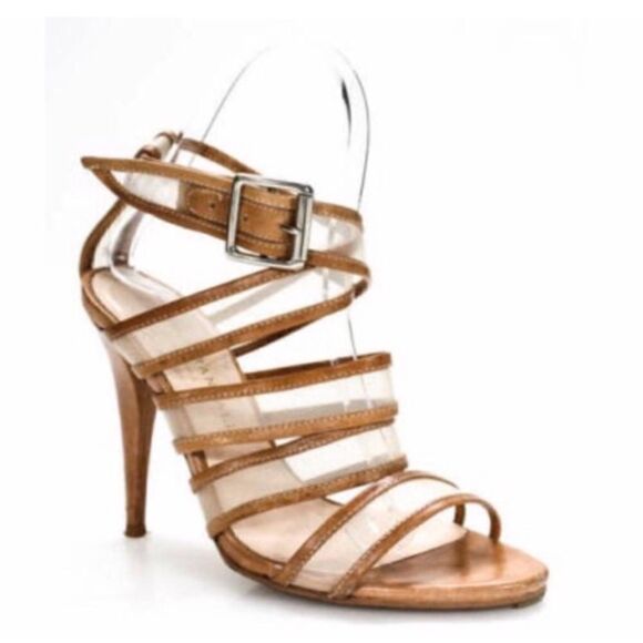 Loeffler Randall Paige Mesh Nude Strappy Heel 7.5 - Picture 1 of 9